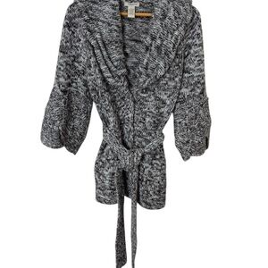 Vertigo Paris Brown and White Cardigan Wrapped Knot Sweater Large